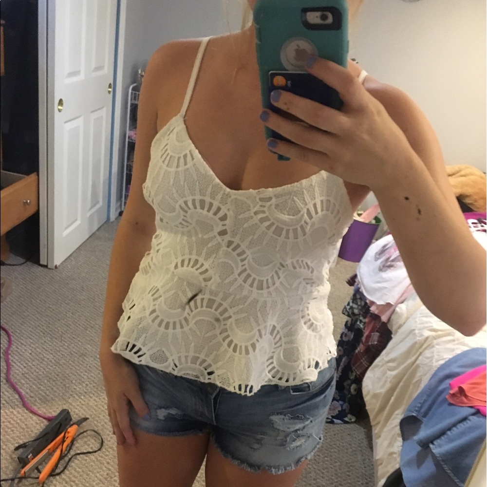 Small Charlotte Russe lacey peplum top