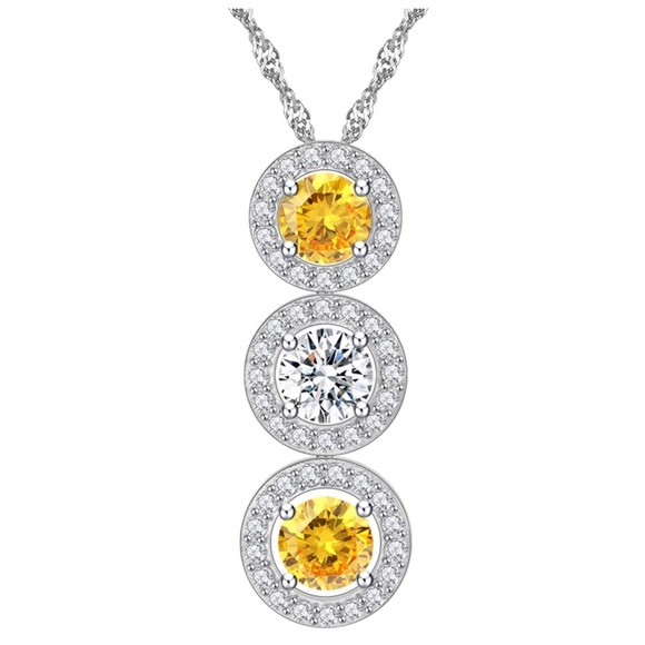 Swarovski Crystals 3 Stone Pendant Necklace - Picture 1 of 5