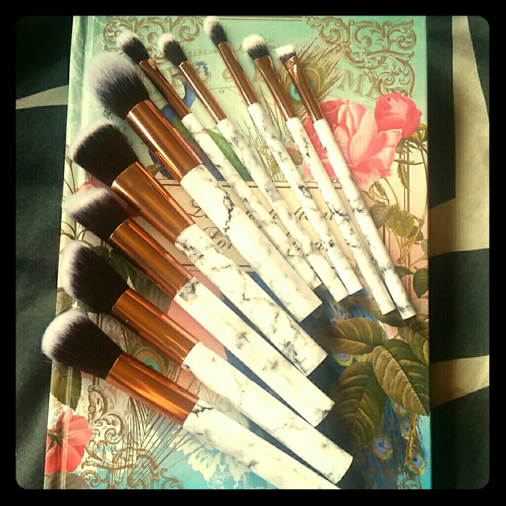 10pc Marble Makeup Brush Set