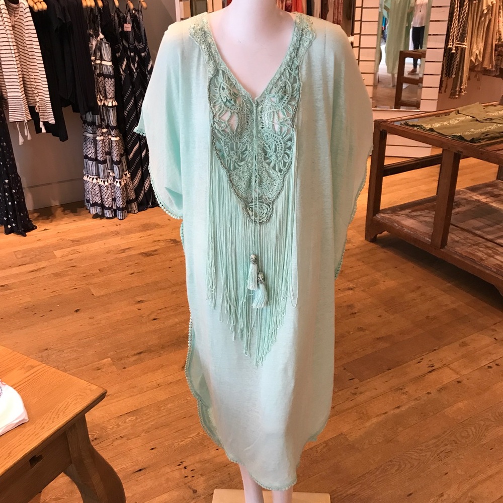 NWT Calypso St Barth Caftan Dress pale aqua o/s