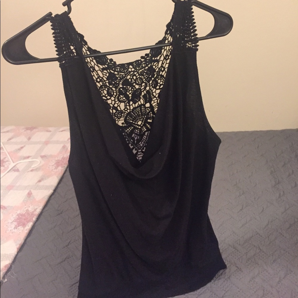 Black lace back top