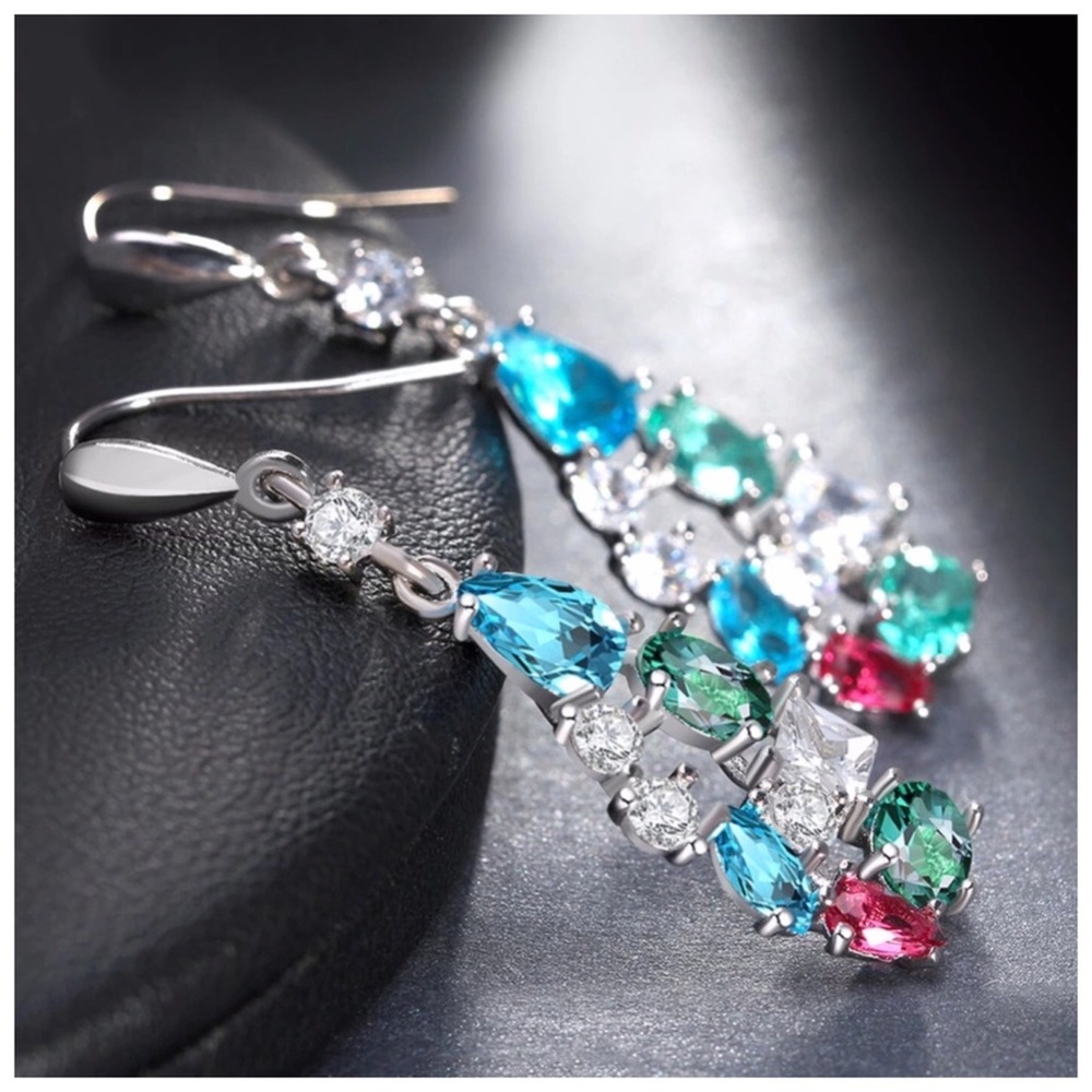🆕 Swarovski Crystals Handmade Colorful Earrings - Picture 3 of 5