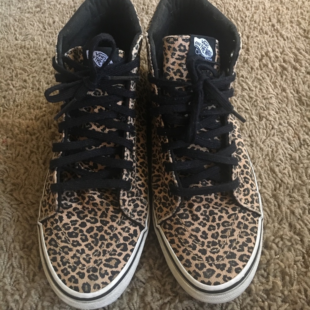 Vans sk8 hi slim herringbone leopard - like new!!