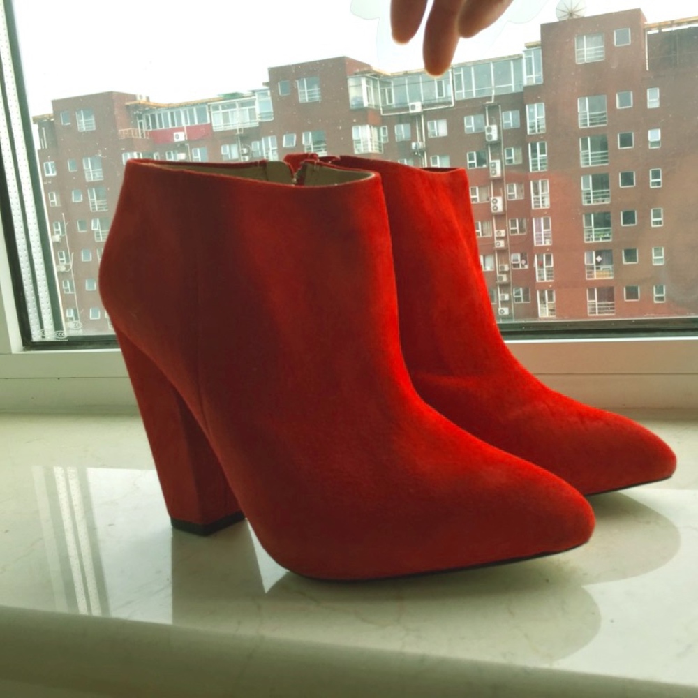 Bright Red Zara Heeled boots
