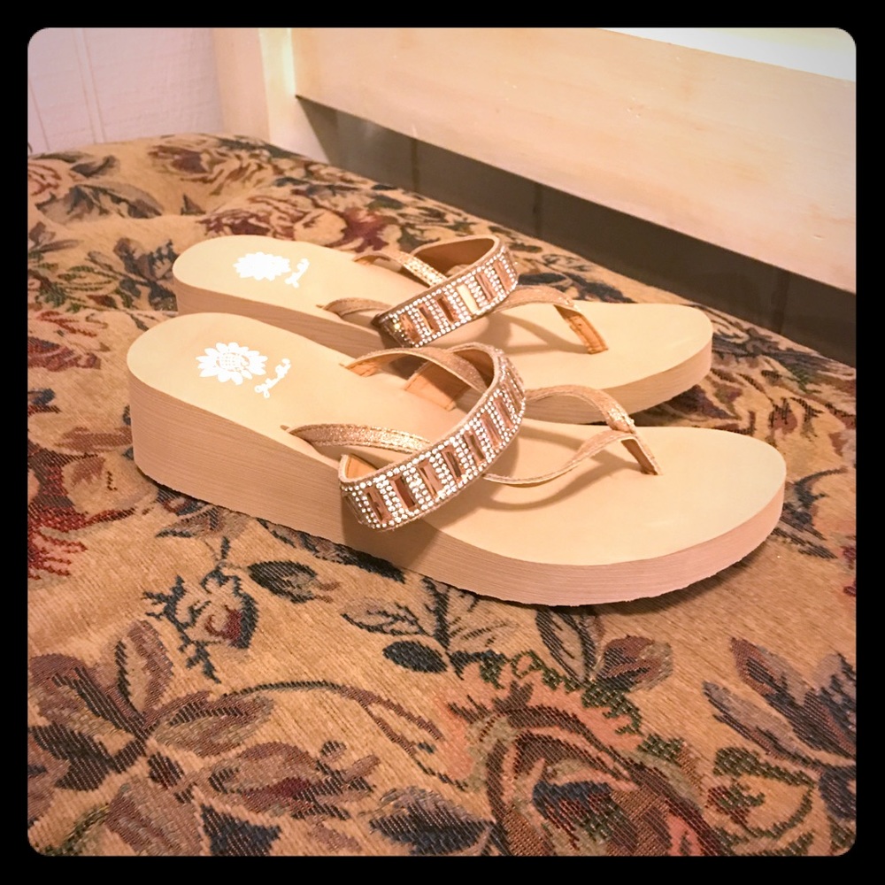 Yellow Box Wedge/flip flops