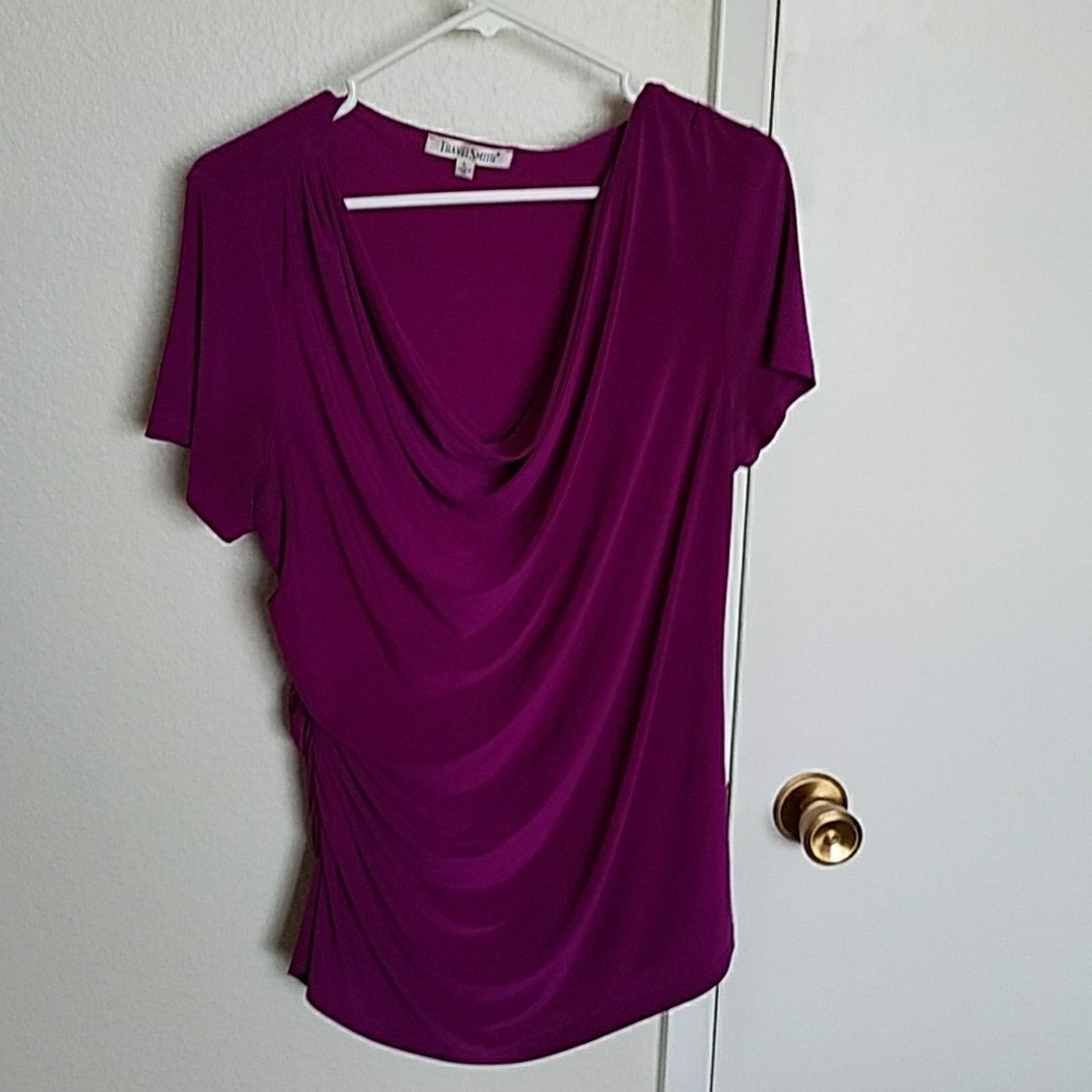 Travelsmith fuchsia knit top EUC