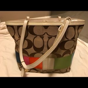 Coach Color Block bucket tote