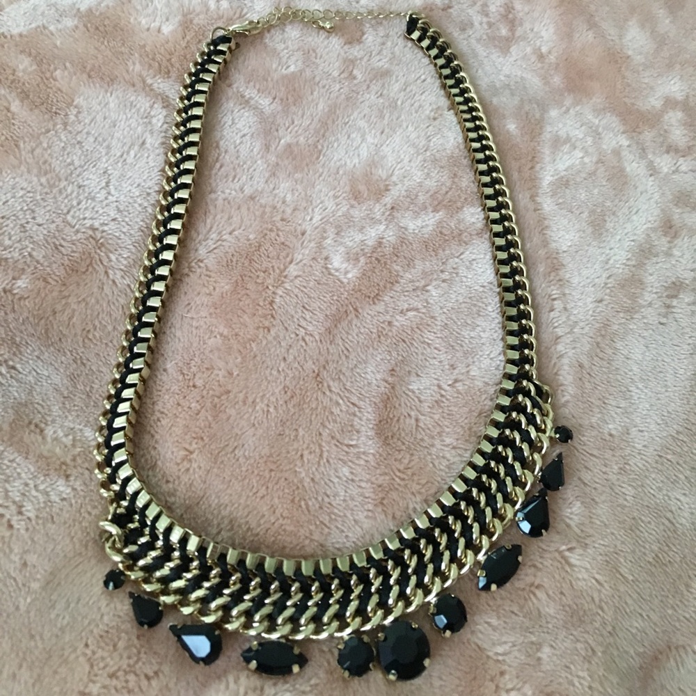 Black and gold rope statement necklace