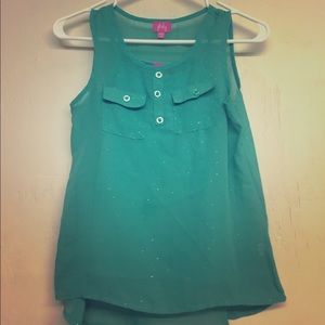 Girls green top 14