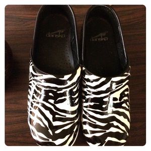 Dansko Professional Zebra Patent Leather Clog Shoe