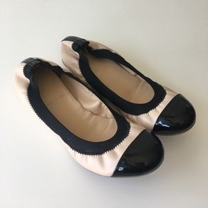 JCREW Black & Nude Leather Ballet Flats