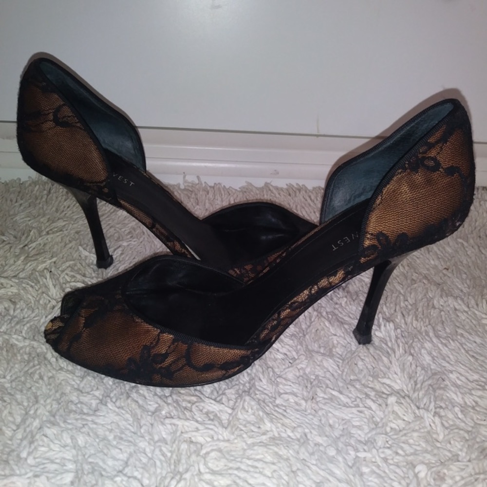 Nine West Laced Peep Toe Heels