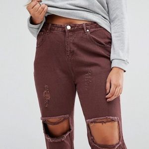 Asos Curve Distressed Boyfriend Jeans