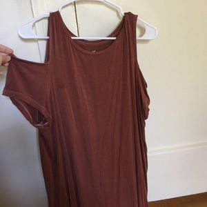 Burnt orange off the shoulder tank top