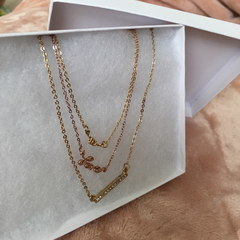 3 tiered love knot necklace rose gold ❤️