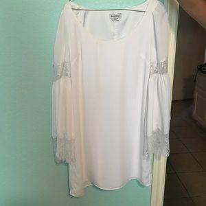 White long sleeve dress with lace from bebe