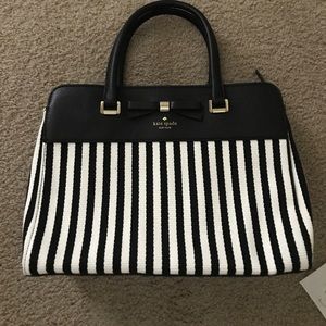Kate Spade black and white stripe handbag w/ strap