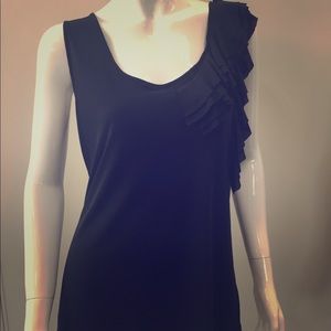 Black tank top with ruffle detail