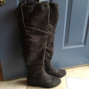 Over the knee suede boots