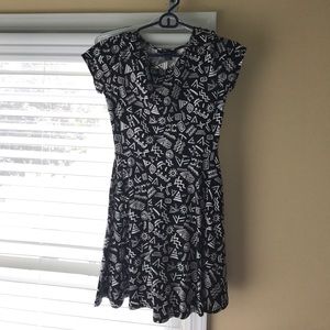 A-line casual dress in tribal print