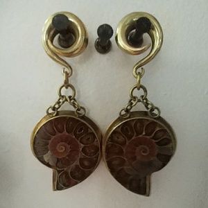 Diablo Organics brass 2g hanging ammonite danglers