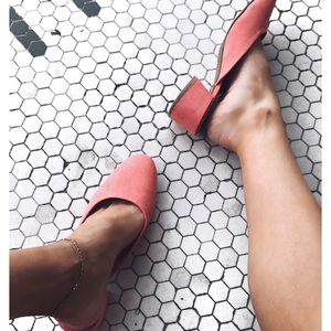 Faux Suede Mules - Peach / Coral
