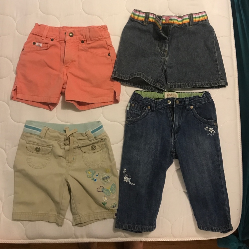 3 pair of girls shorts and 1 pair of capris