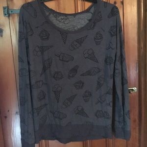 long sleeve dark grey ice cream shirt.