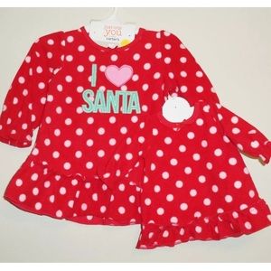 Baby girl I love Santa PJ shirt matching doll 12 m