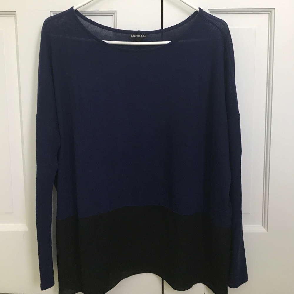 EXPRESS blue/black long sleeve top, size S
