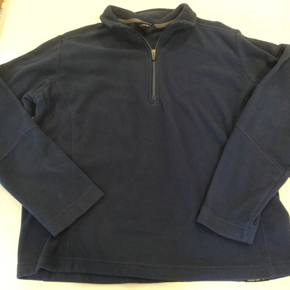 🎏 Lands End Navy Blue Fleece Jacket Men's
