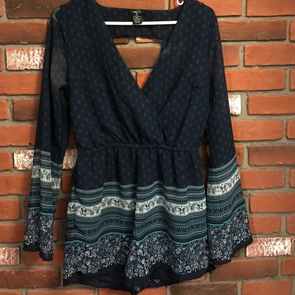 Romper with Sheer Long Sleeves