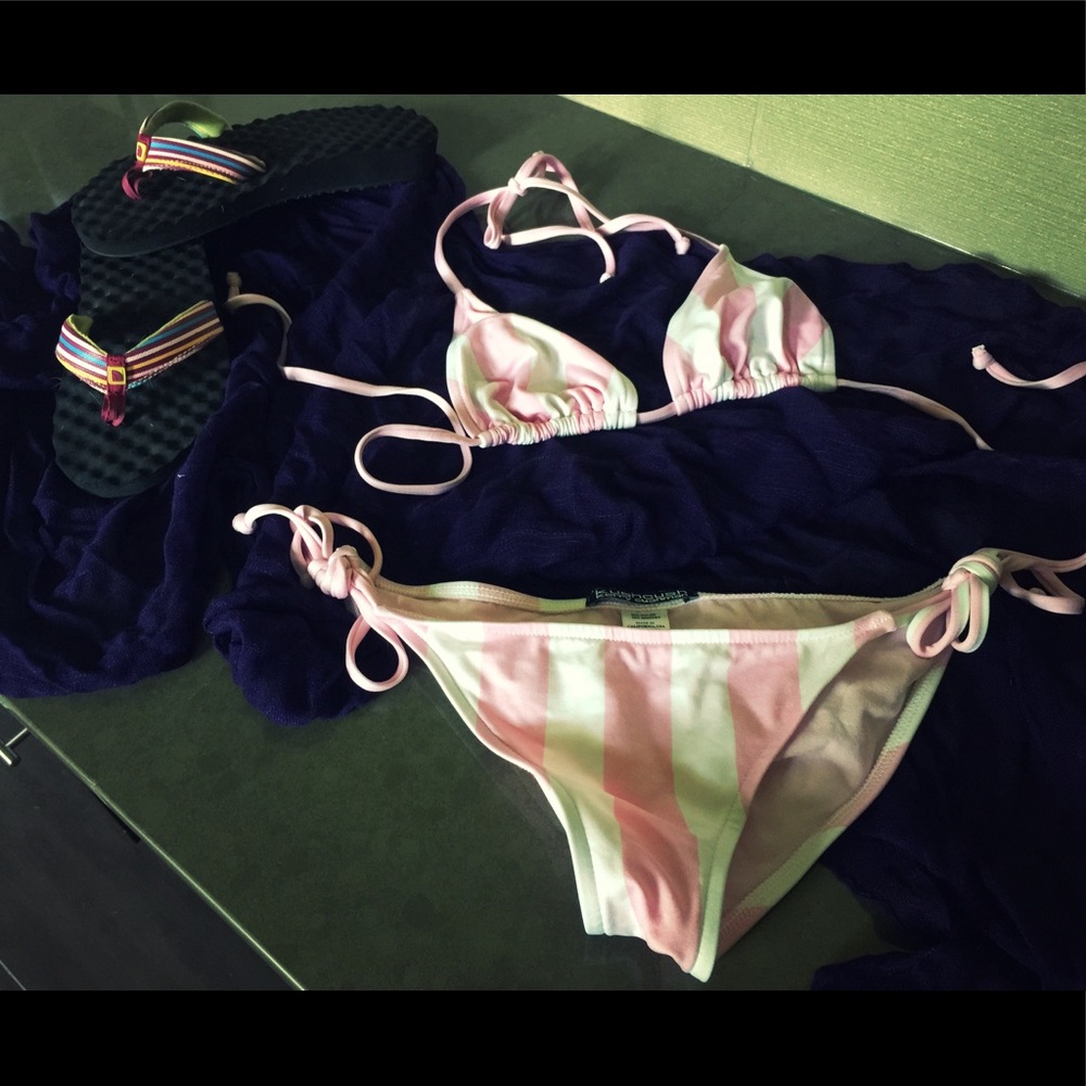 Kush Cush pink and white striped bikini