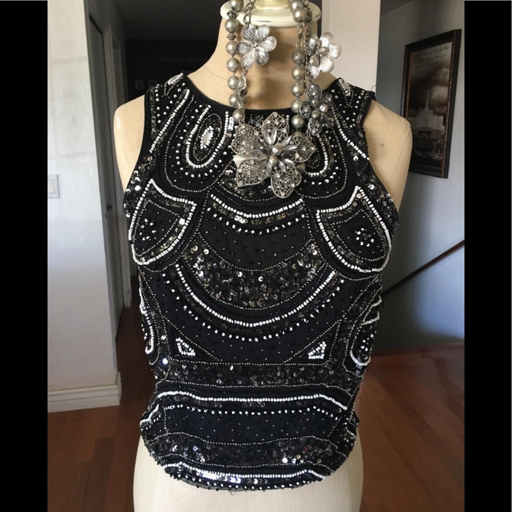 Black embroidered with beads shirt