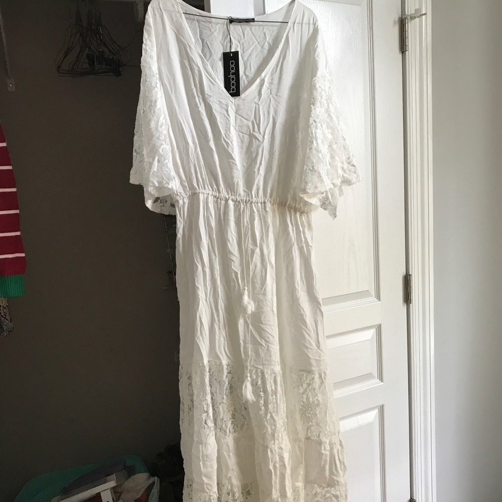 White Maxi Dress with Lace details