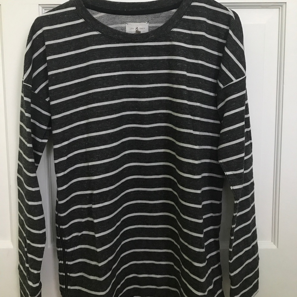 Lou & Grey grey/white striped sweater, size M