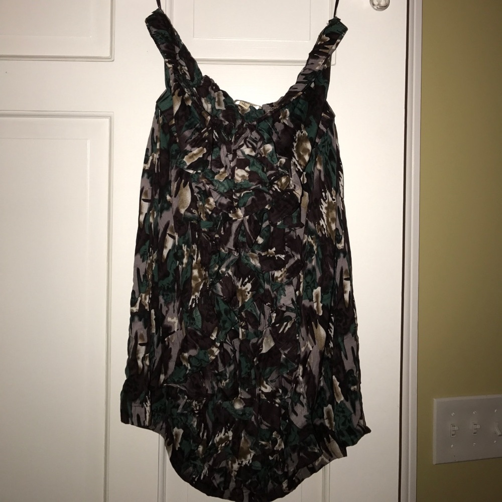 Green and brown multicolor strapless dress