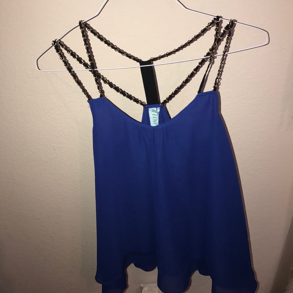 Royal blue gold chain top