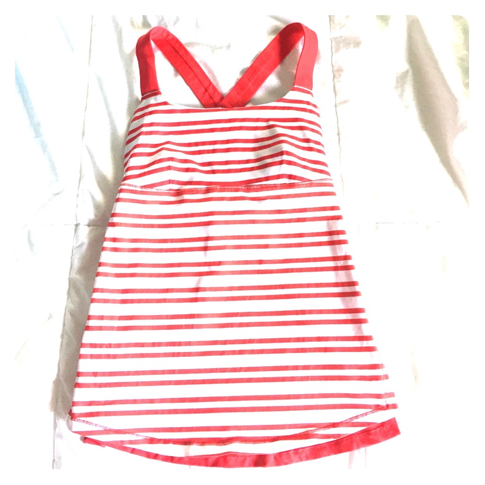 Red and white striped lululemon tank