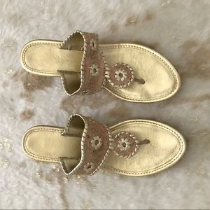 Jack Rogers gold cork and gold wedge