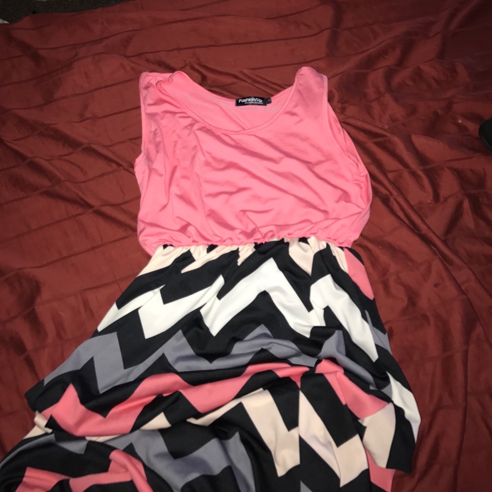 Pink striped design Maxidress