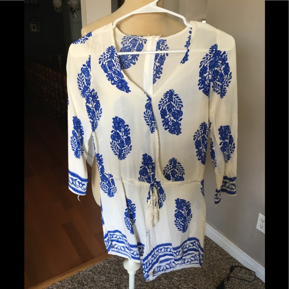 Navy and cream romper