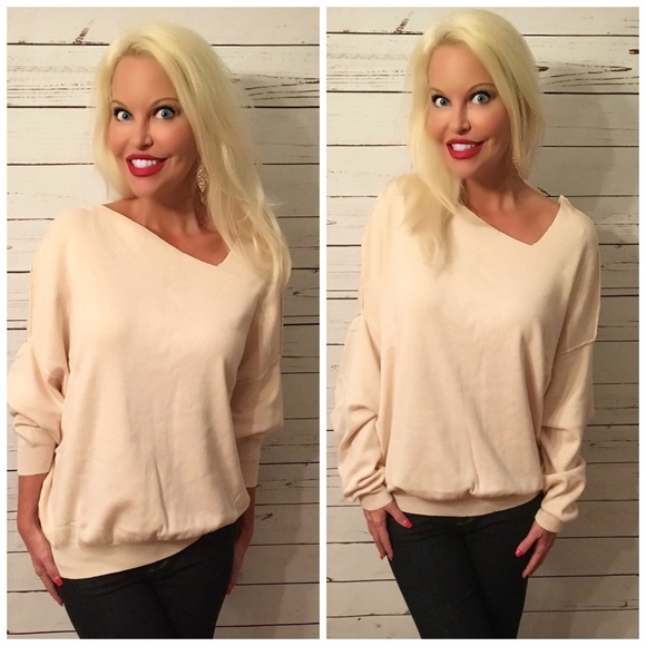 LAST ONE 😊Oatmeal Asymmetric Sweater! - Picture 2 of 5