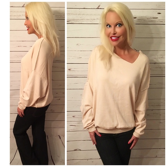 LAST ONE 😊Oatmeal Asymmetric Sweater! - Picture 3 of 5