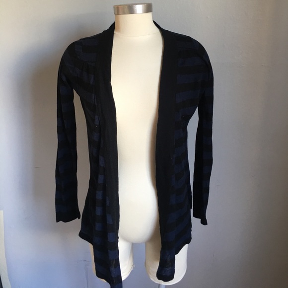 FOREVER 21 BLACK BLUE OPEN CARDIGAN L - Picture 1 of 3