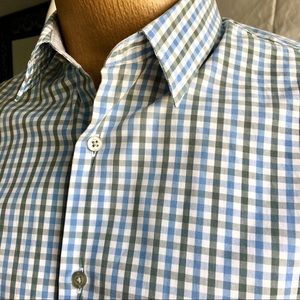 BANANA REPUBLIC COTTON CHECKED DRESS SHIRT