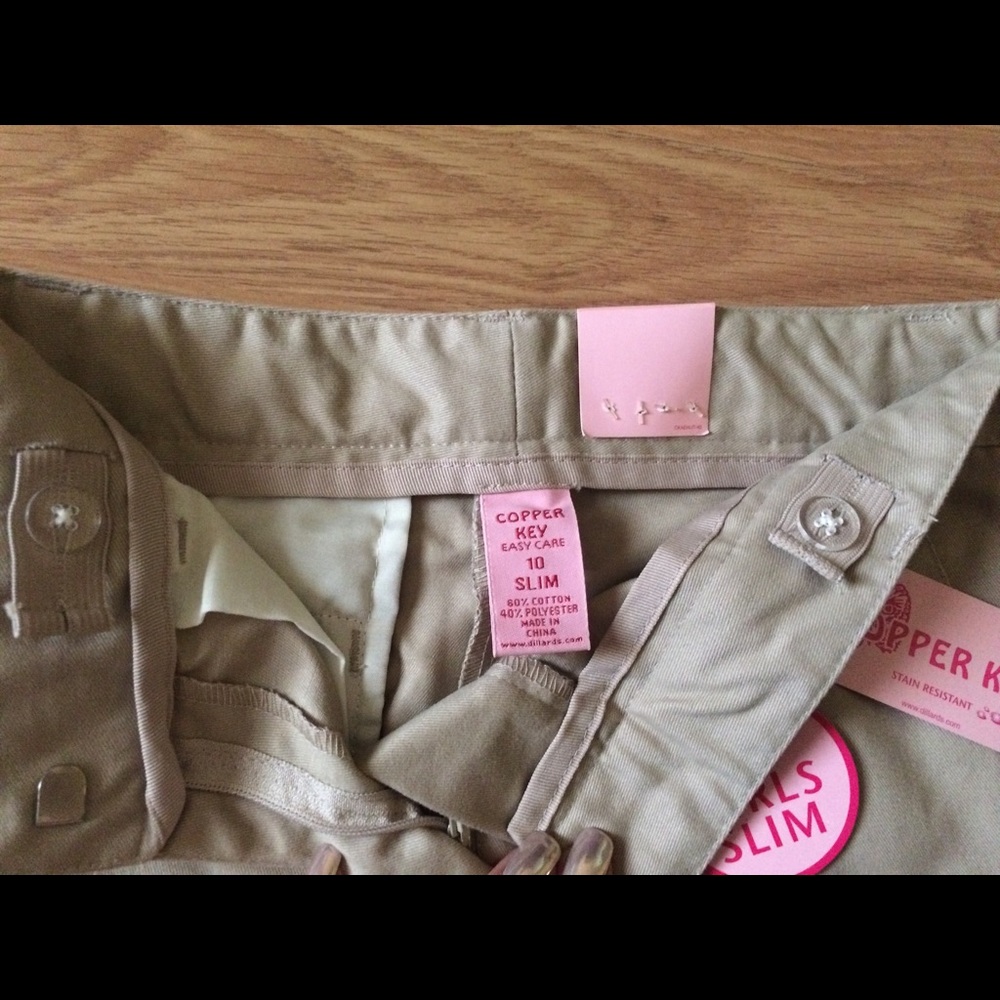 Copper key khaki pants girls size 10slim