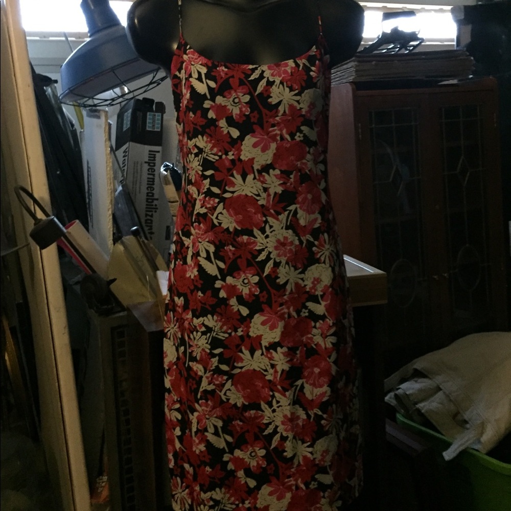 Bright  pink and white flowered dress