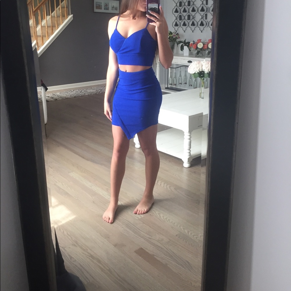 Royal blue two piece dress