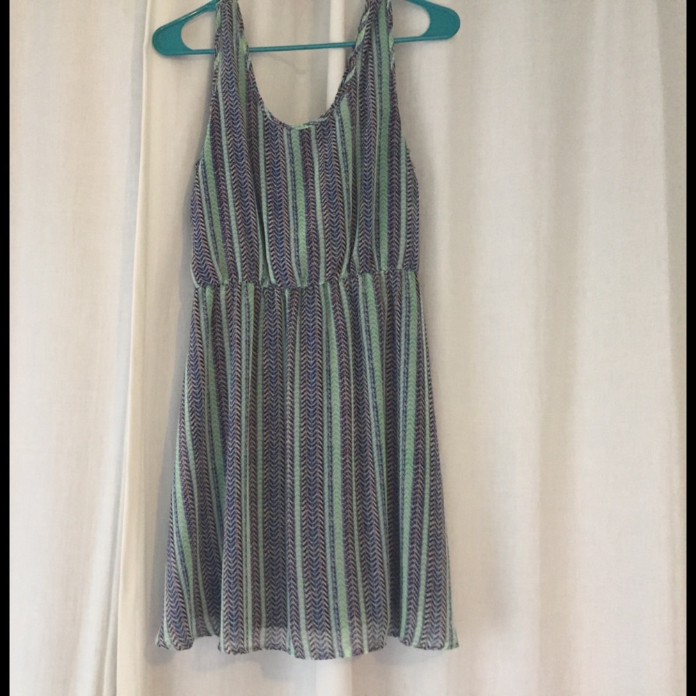 Striped blue/green printed dress
